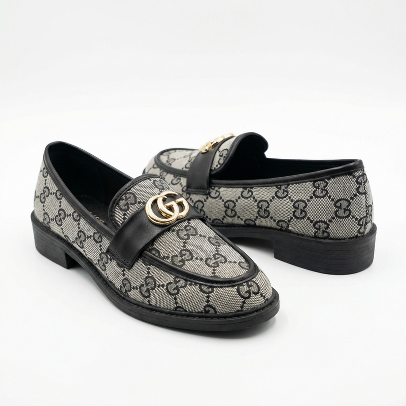 Mocassins Femme Gris & Noir – Fabriqué en Espagne 🇪🇸
