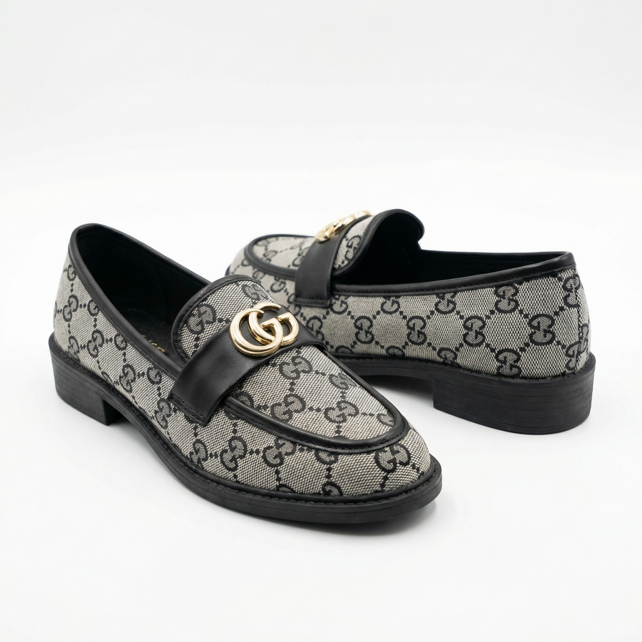 Mocassins Femme Gris & Noir – Fabriqué en Espagne 🇪🇸