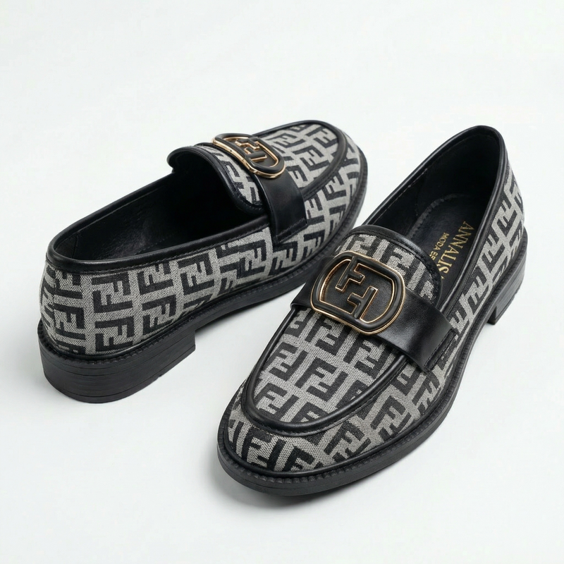 Mocassins Femme Gris & Noir – Fabriqué en Espagne 🇪🇸