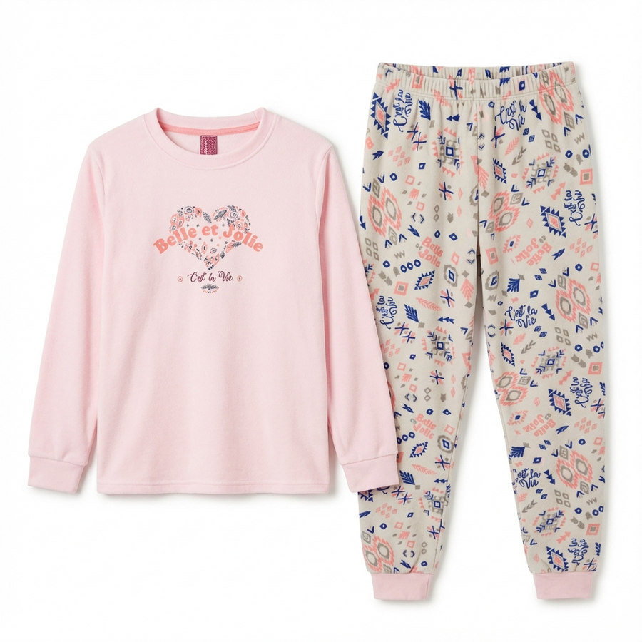 Pyjama fille ultra doux “Belle et Jolie”  – Fabriqué en Espagne 🇪🇸