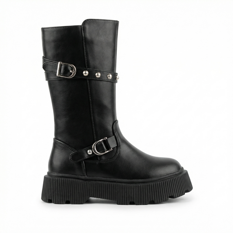 Bottes biker fille noires – Importées d’Espagne 🇪🇸