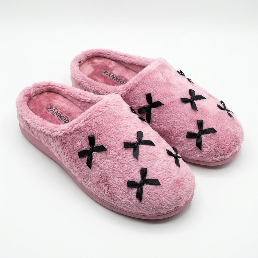 Pantoufles Femme Hiver PANMODA – made in spain 🇪🇸 – Rose Nœuds