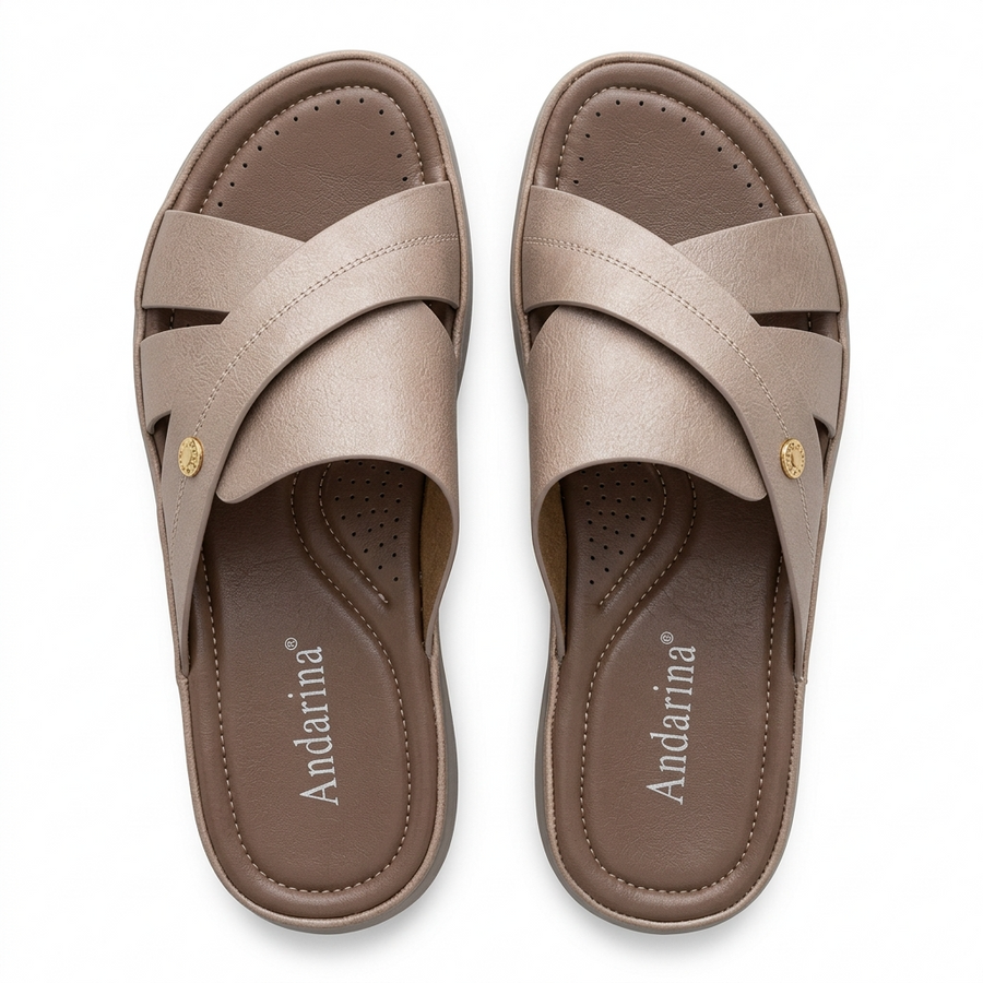 Sandales Femme Andarina – Brides Croisées – Importées d'Espagne 🇪🇸 – Taupe