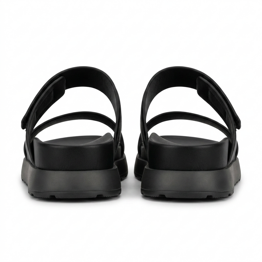 Sandales Femme Double Bride Boucle Dorée - Noir -  Importées d'Espagne 🇪🇸
