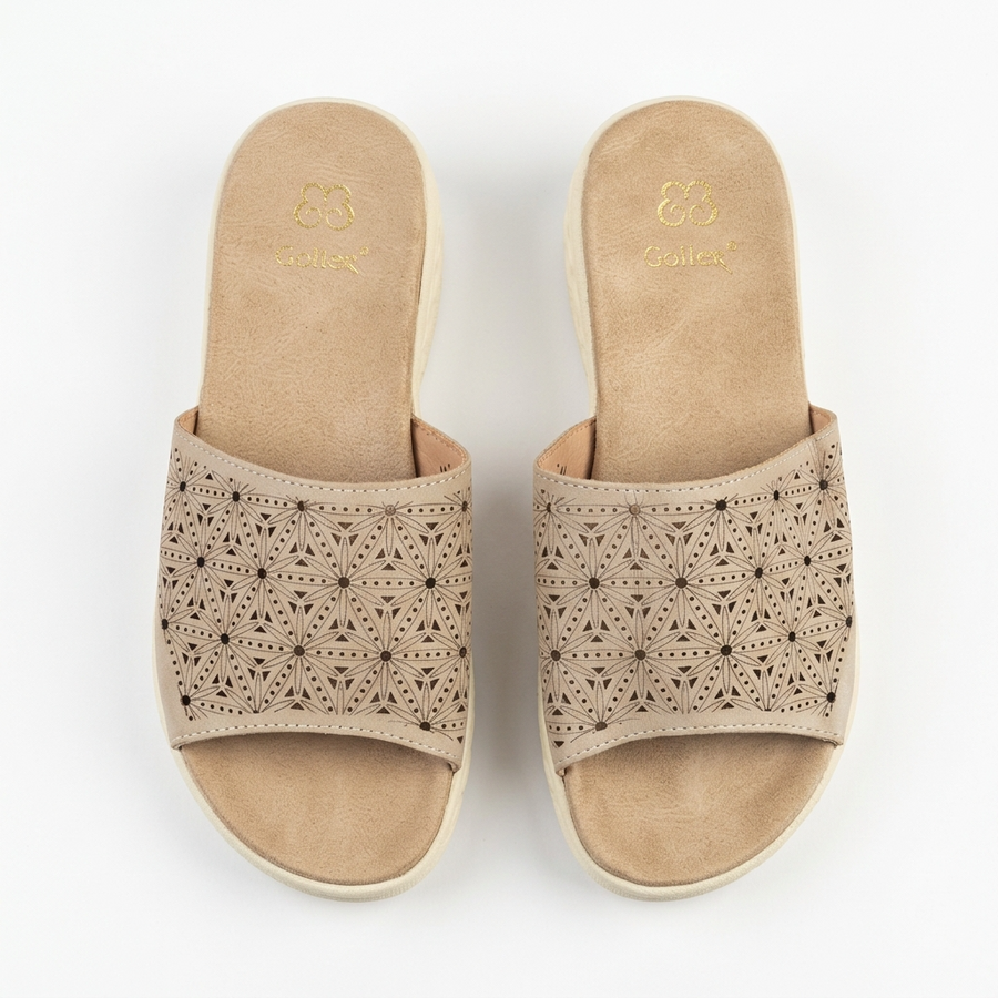 Sandales Femme Compensées Laser-Cut Géométrique — Beige — Importées d'Espagne 🇪🇸