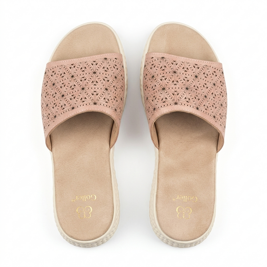 Sandales Femme Compensées Laser-Cut Géométrique — Rose — Importées d'Espagne 🇪🇸