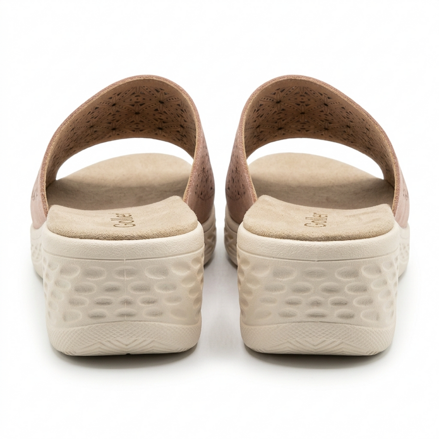 Sandales Femme Compensées Laser-Cut Géométrique — Rose — Importées d'Espagne 🇪🇸