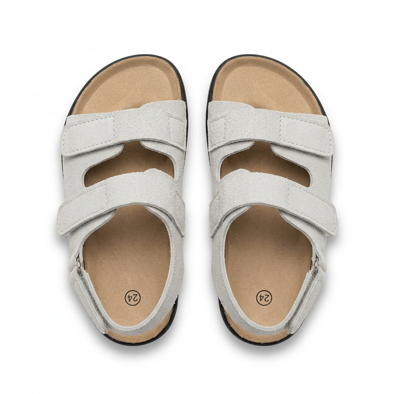 Sandale Enfant Anatomique Double Velcro – Gris Clair – Importées d'Espagne 🇪🇸