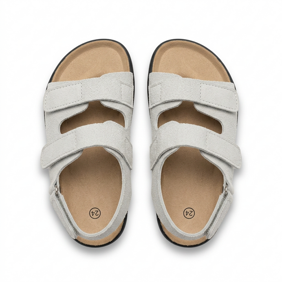 Sandale Enfant Anatomique Double Velcro – Gris Clair – Importées d'Espagne 🇪🇸