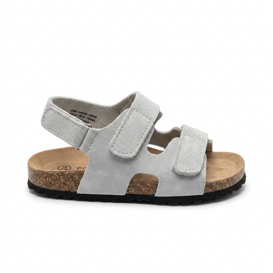 Sandale Enfant Anatomique Double Velcro – Gris Clair – Importées d'Espagne 🇪🇸