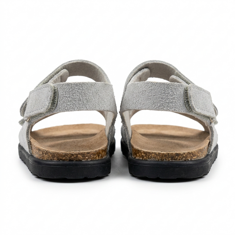 Sandale Enfant Anatomique Double Velcro – Gris Clair – Importées d'Espagne 🇪🇸