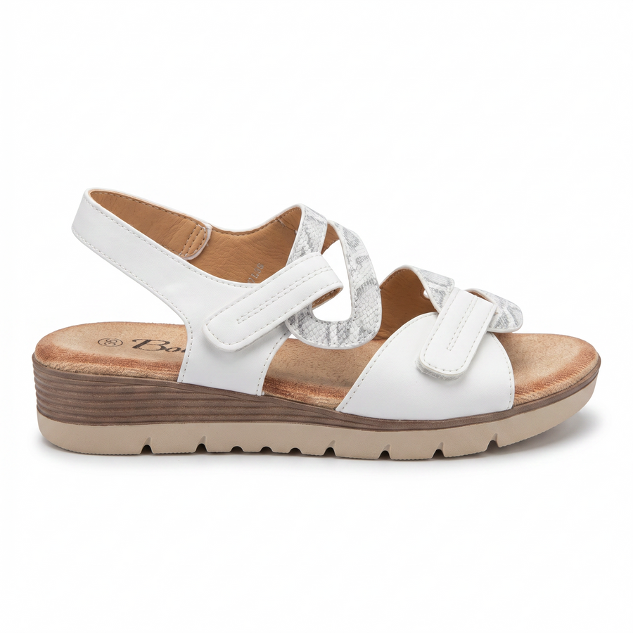 Sandales Femme Blanc Imprimé Python Gris – Double Velcro – Importées d'Espagne 🇪🇸