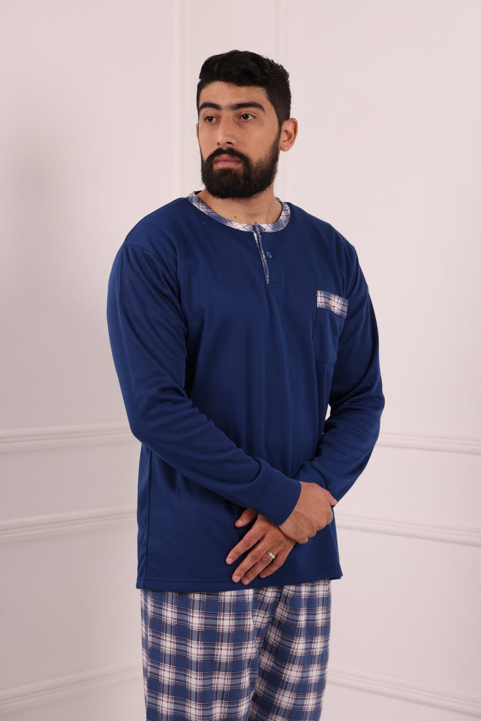 Pyjama homme manches longues bleu marine Maroc