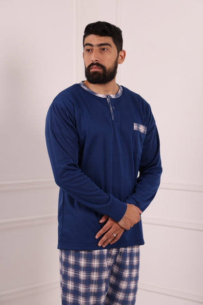 Pyjama homme manches longues bleu marine Maroc