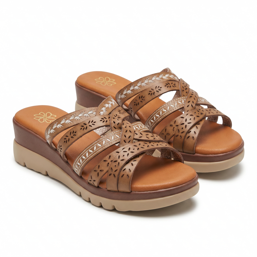 Sandales Femme Tressées Multi-Brides – Importées d'Espagne 🇪🇸 – Cognac