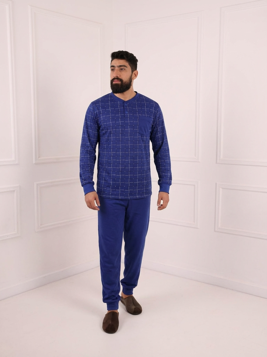 Pyjama de Nuit Hivernal Homme Bleu Classique  | MINI KETTEN