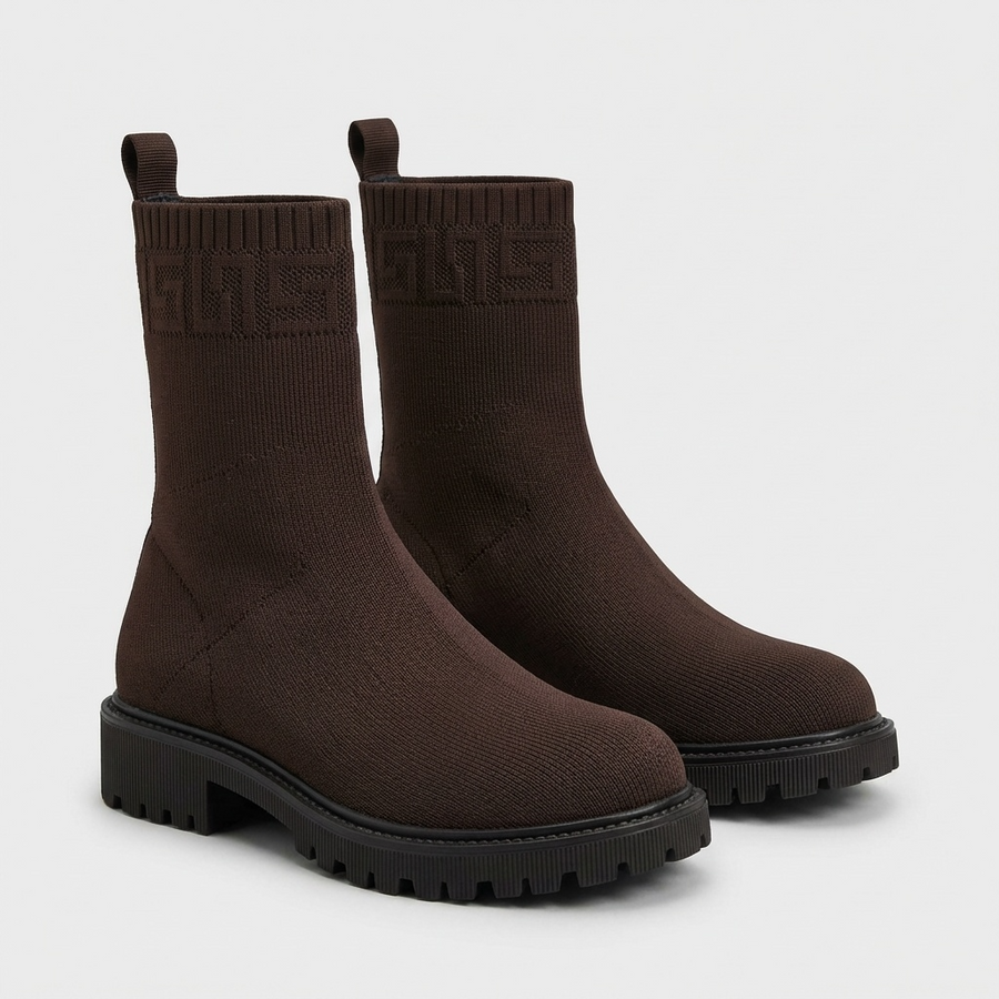 Bottines Femme Marron en Maille – Importées d’Espagne 🇪🇸