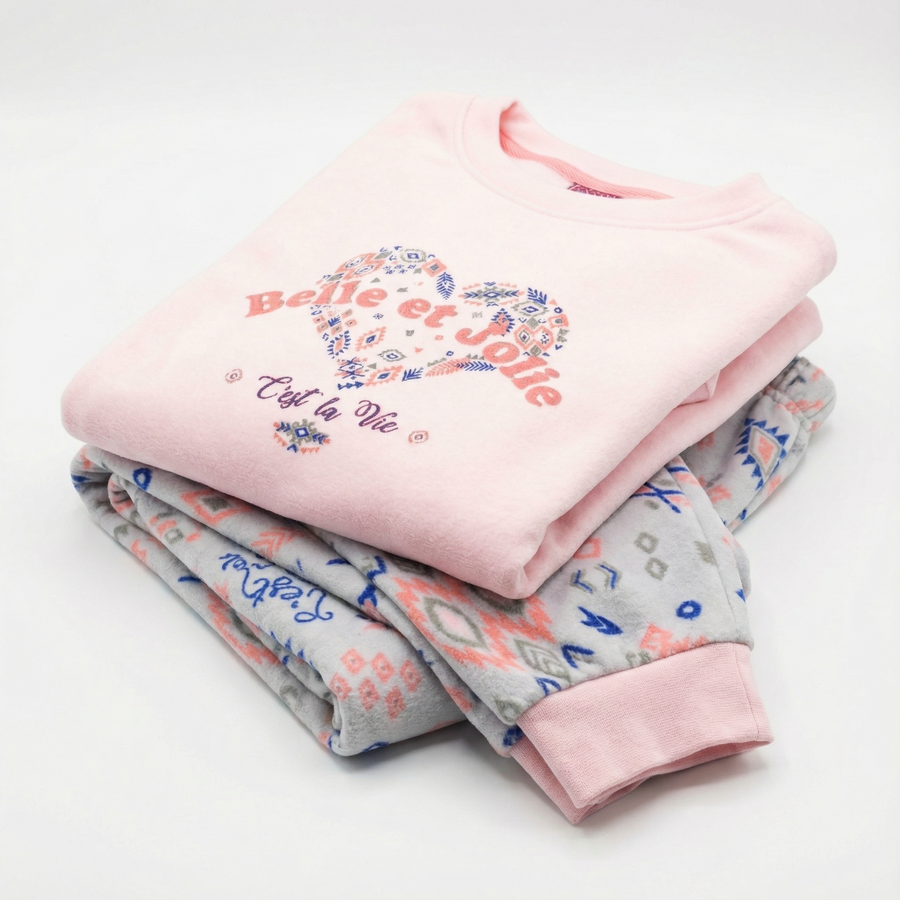Pyjama fille ultra doux “Belle et Jolie”  – Fabriqué en Espagne 🇪🇸