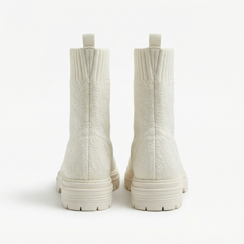 Bottines Femme Blanc cassé Style Chaussette – Importées d’Espagne 🇪🇸