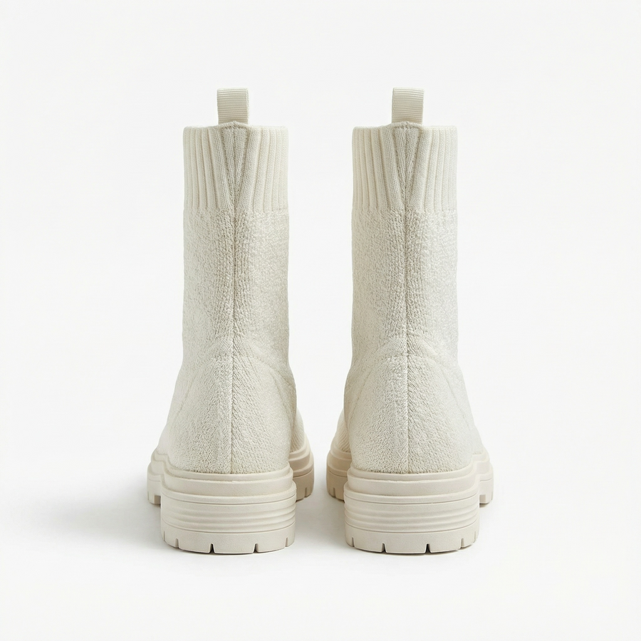 Bottines Femme Blanc cassé Style Chaussette – Importées d’Espagne 🇪🇸
