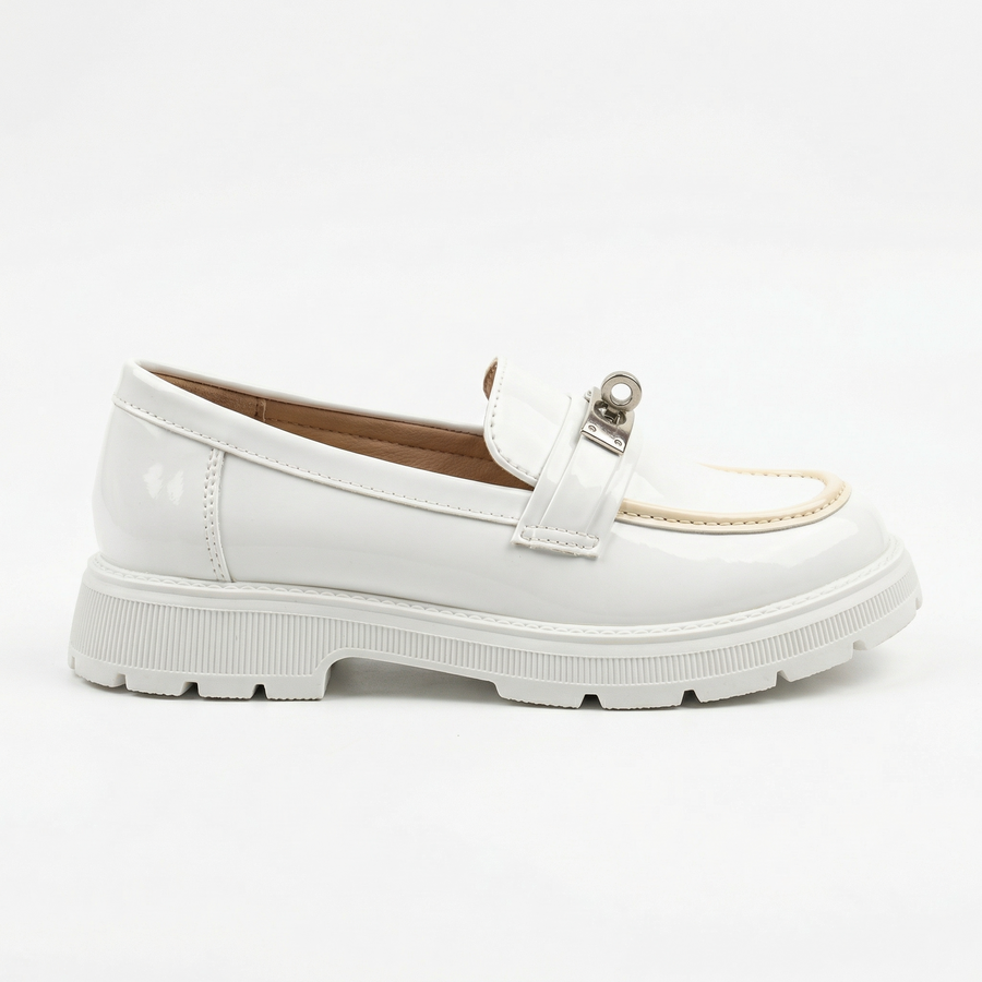 Mocassins Fille Blancs Vernis – Importés d’Espagne 🇪🇸