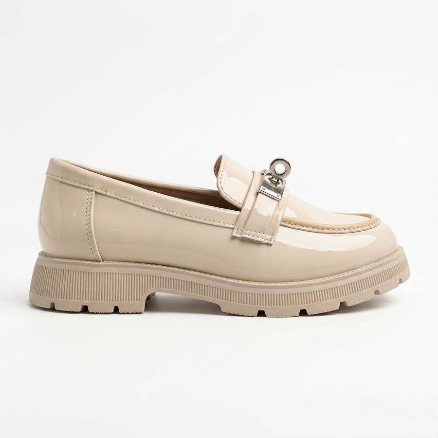Mocassins Fille Beige Vernis – Importés d’Espagne 🇪🇸