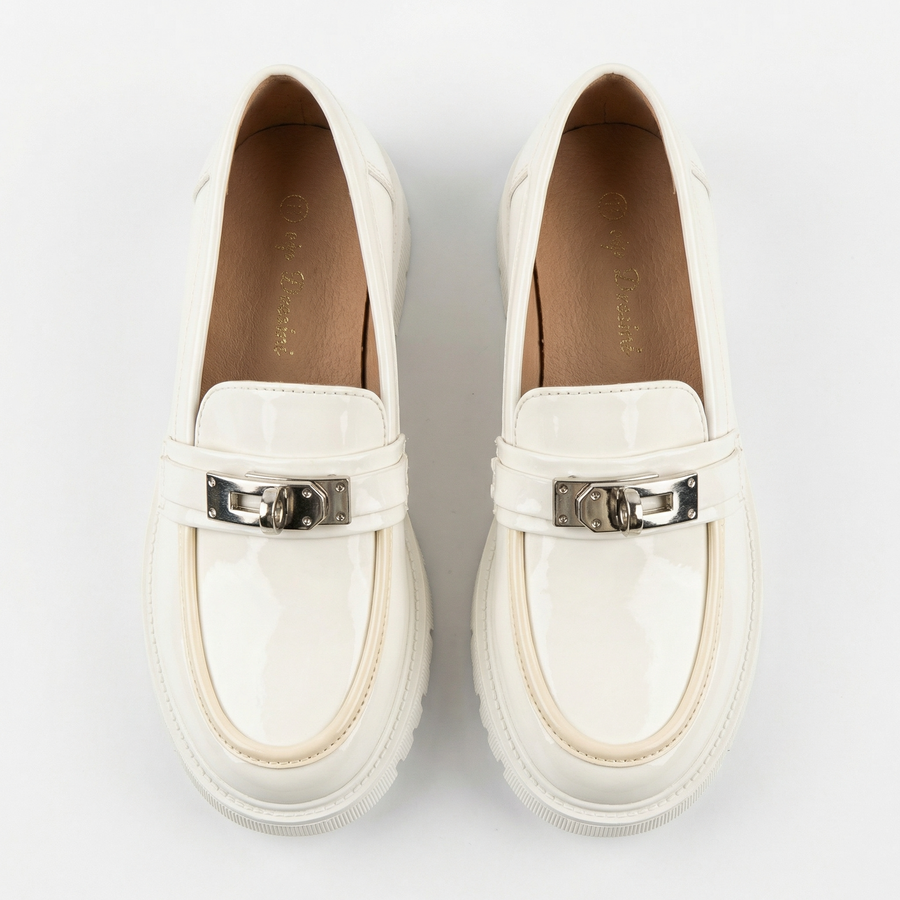 Mocassins Fille Blancs Vernis – Importés d’Espagne 🇪🇸