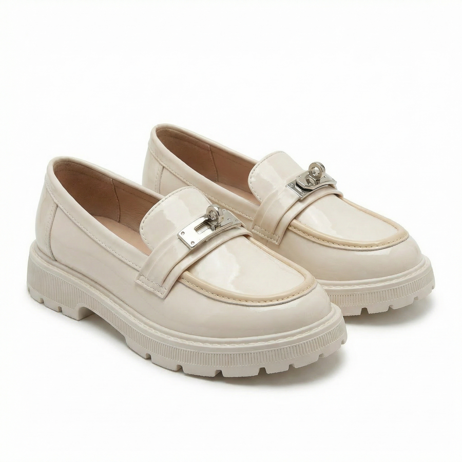 Mocassins Fille Beige Vernis – Importés d’Espagne 🇪🇸
