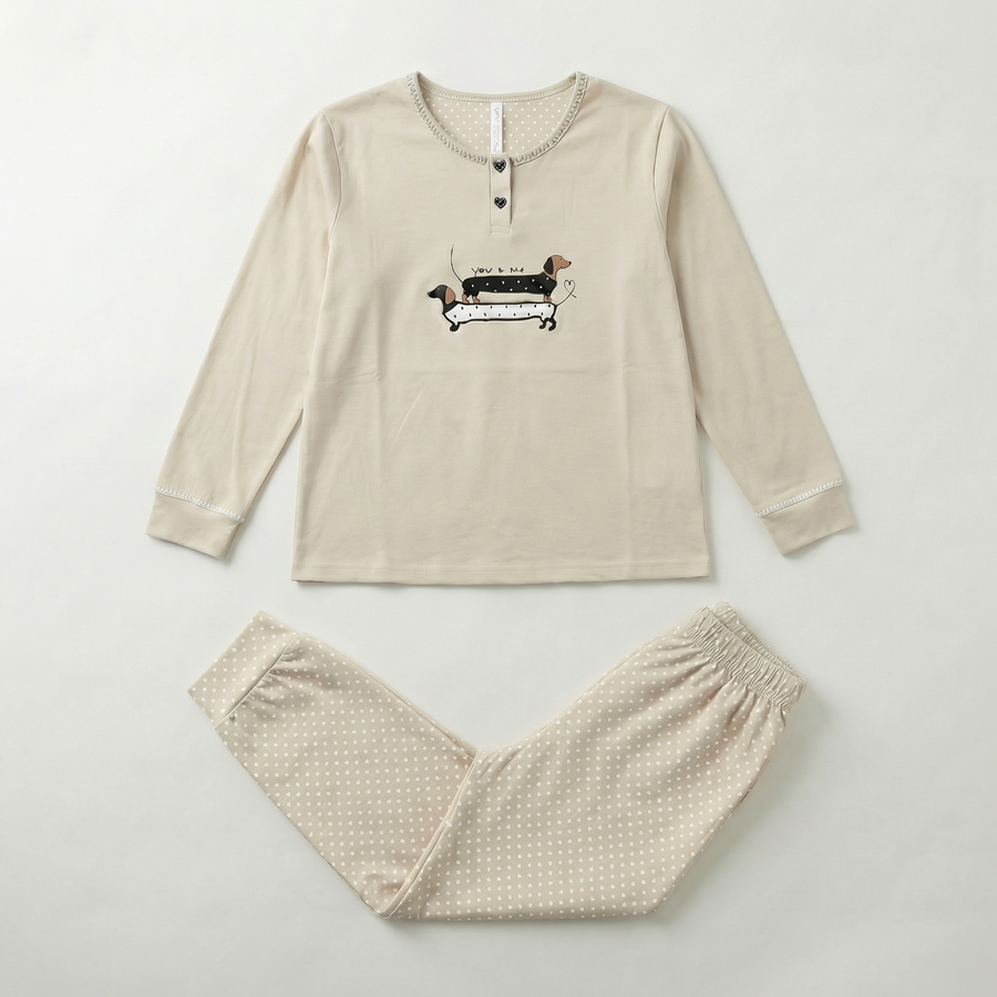 Pyjama Femme Cream beige Élégant – Importé d’Espagne 🇪🇸