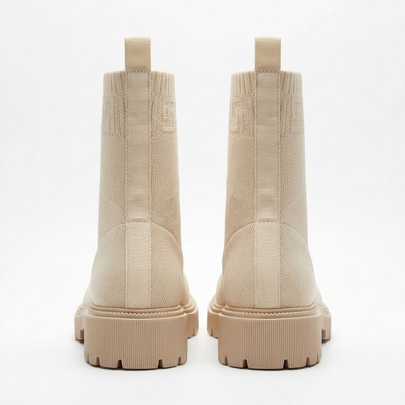 Bottines Femme Beige en Maille – Importées d’Espagne 🇪🇸