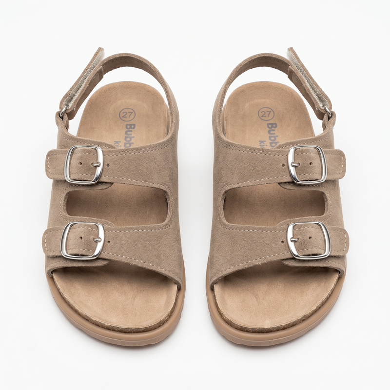 Sandales Enfant Beige Boucles & Scratch – Importées d’Espagne 🇪🇸