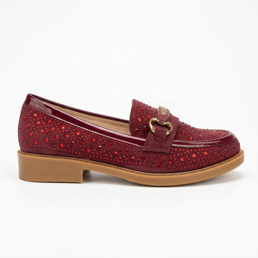Mocassins Fille Bordeaux à Strass – Importés d’Espagne 🇪🇸