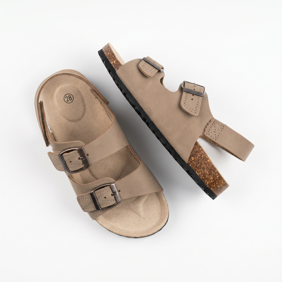 Sandales Enfant Beige Taupe Boucles & Scratch – Importées d’Espagne 🇪🇸