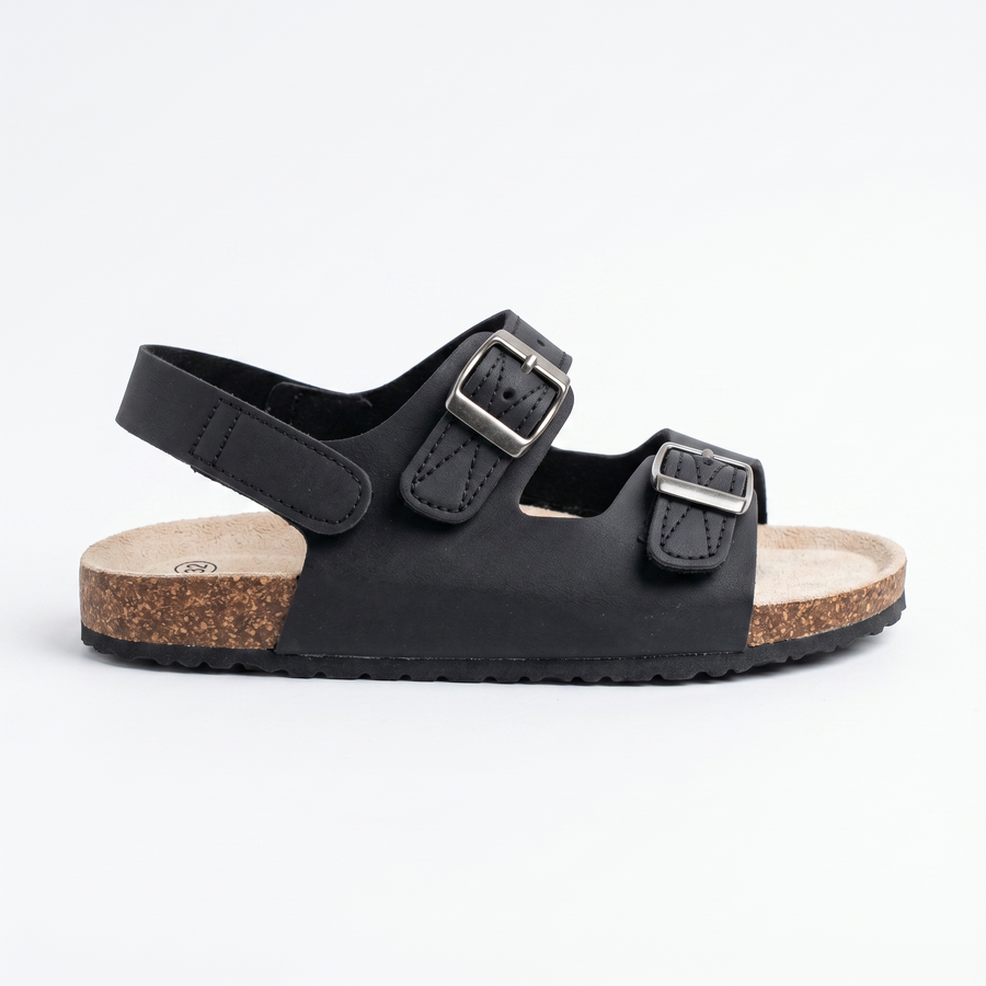 Sandales Enfant Noires Boucles & Scratch – Importées d’Espagne 🇪🇸