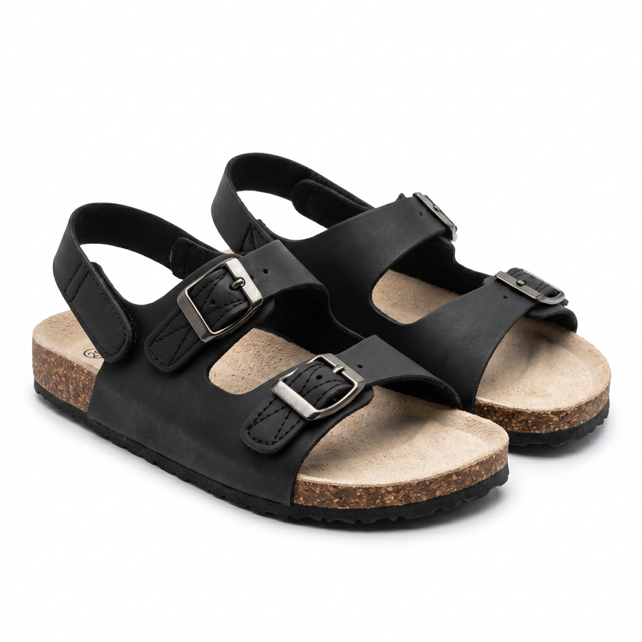 Sandales Enfant Noires Boucles & Scratch – Importées d’Espagne 🇪🇸