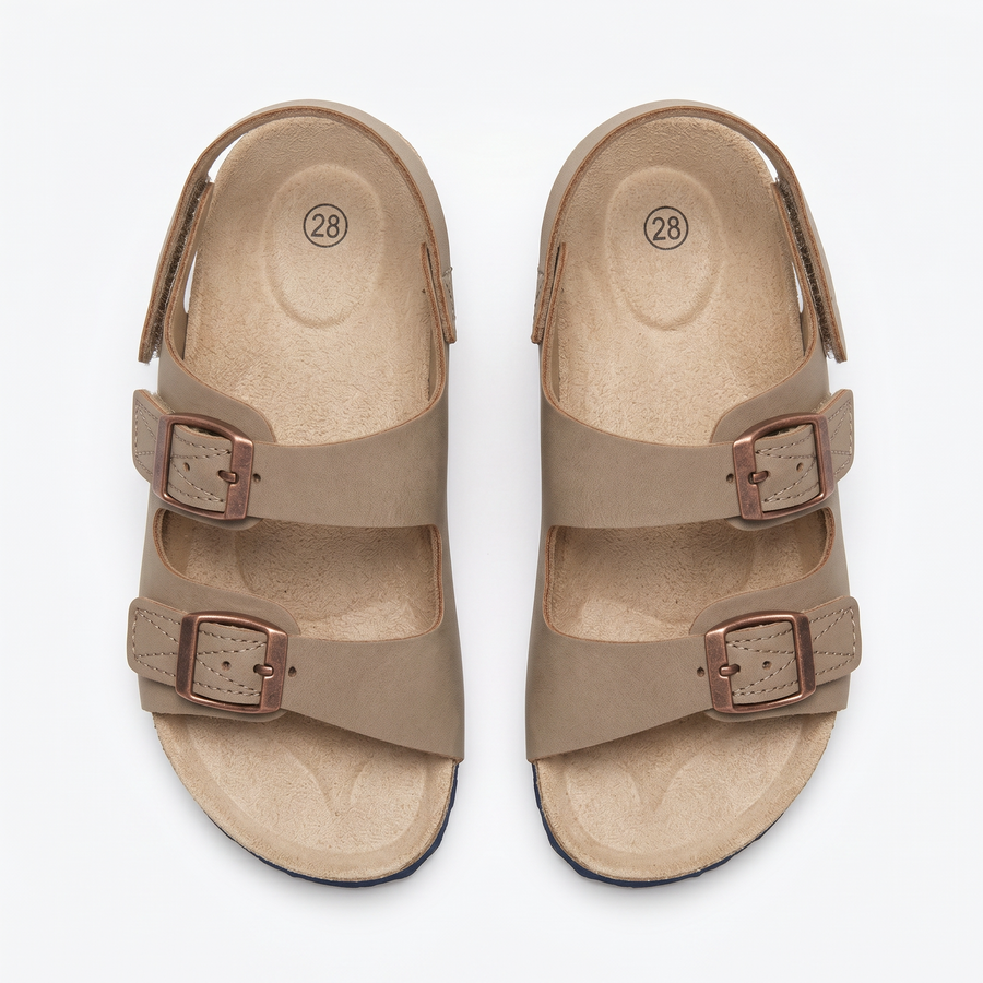 Sandales Enfant Beige Taupe Boucles & Scratch – Importées d’Espagne 🇪🇸