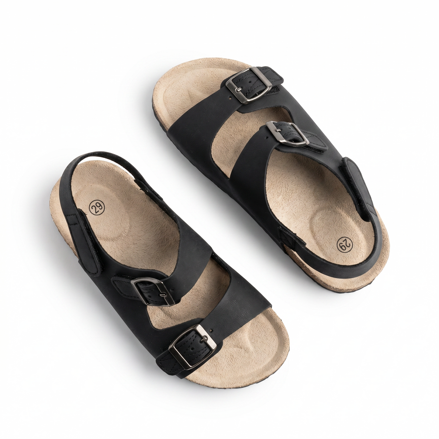 Sandales Enfant Noires Boucles & Scratch – Importées d’Espagne 🇪🇸