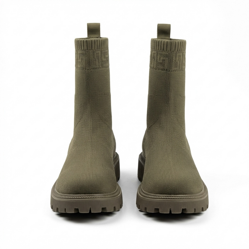 Bottines Femme Kaki en Maille – Importées d’Espagne 🇪🇸