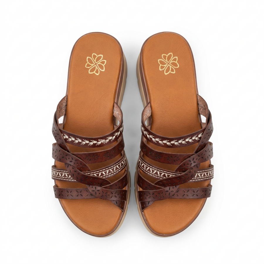 Sandales Femme Tressées Multi-Brides – Importées d'Espagne 🇪🇸 – Marron