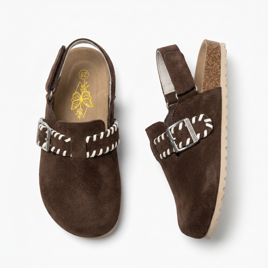 Sabots Fille Bohème Chic Marron – Importées d’Espagne 🇪🇸
