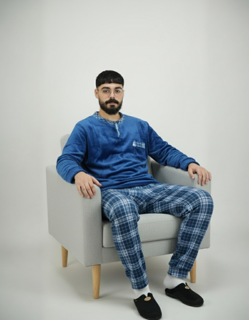 Pyjama Homme Hiver Importé d’Espagne – Confort & Élégance - (KF 46)