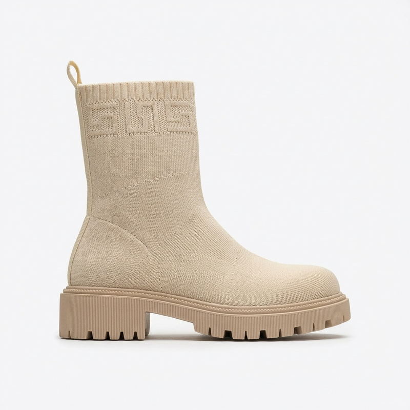 Bottines Femme Beige en Maille – Importées d’Espagne 🇪🇸