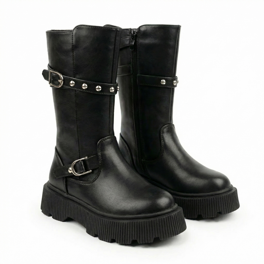 Bottes biker fille noires – Importées d’Espagne 🇪🇸