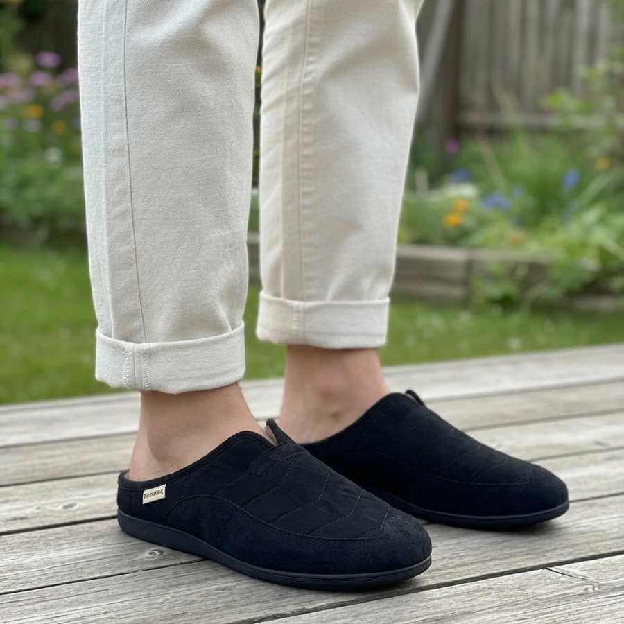 Pantoufles Homme Hiver Confort Noir Matelassé –  Importées d’Espagne - PN247587