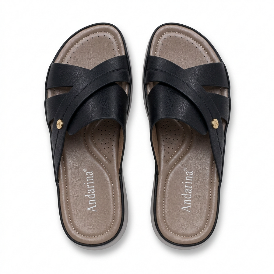 Sandales Femme Andarina – Brides Croisées  – Importées d'Espagne 🇪🇸 – Noir