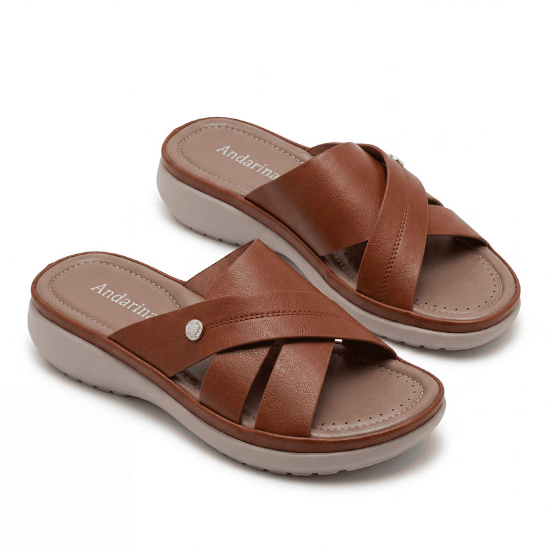Sandales Femme Andarina – Brides Croisées Camel – Importées d'Espagne 🇪🇸
