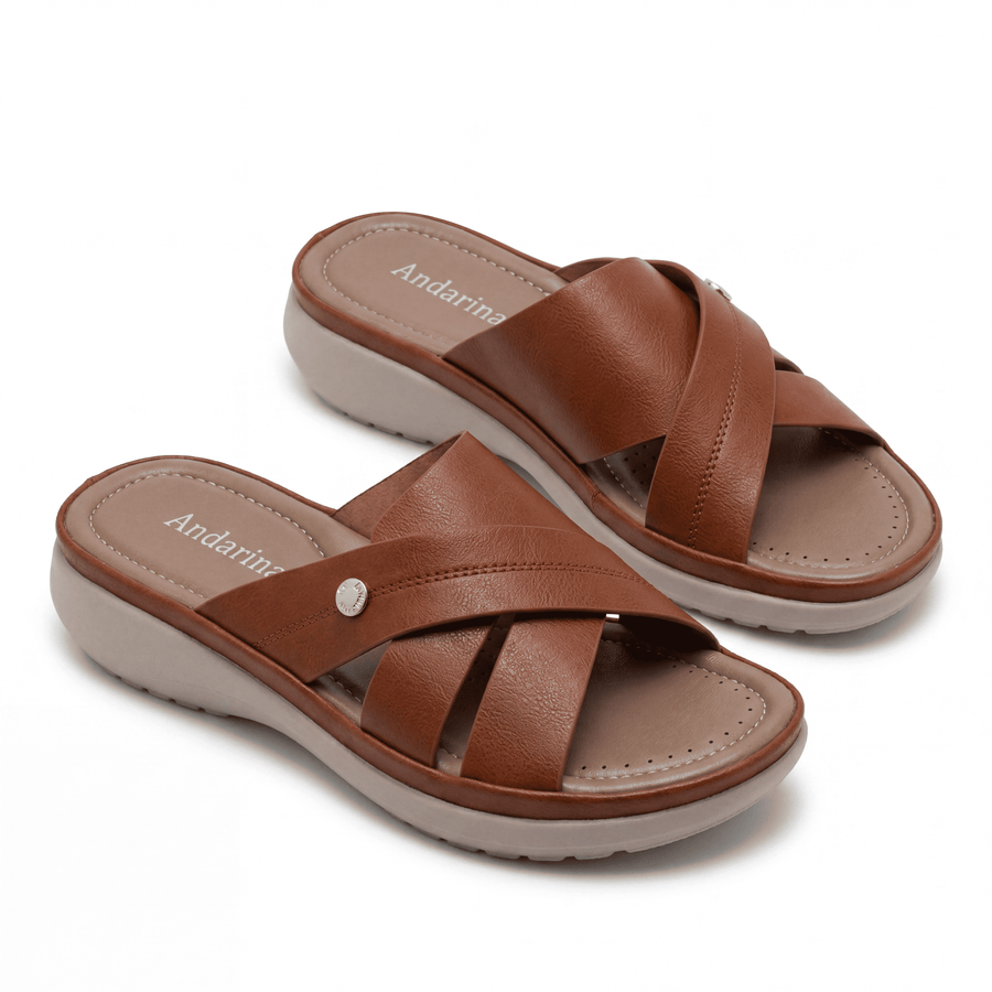 Sandales Femme Andarina – Brides Croisées – Importées d'Espagne 🇪🇸 – Camel