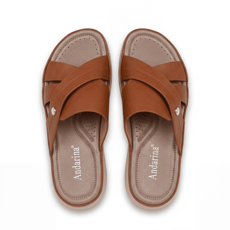 Sandales Femme Andarina – Brides Croisées – Importées d'Espagne 🇪🇸 – Camel