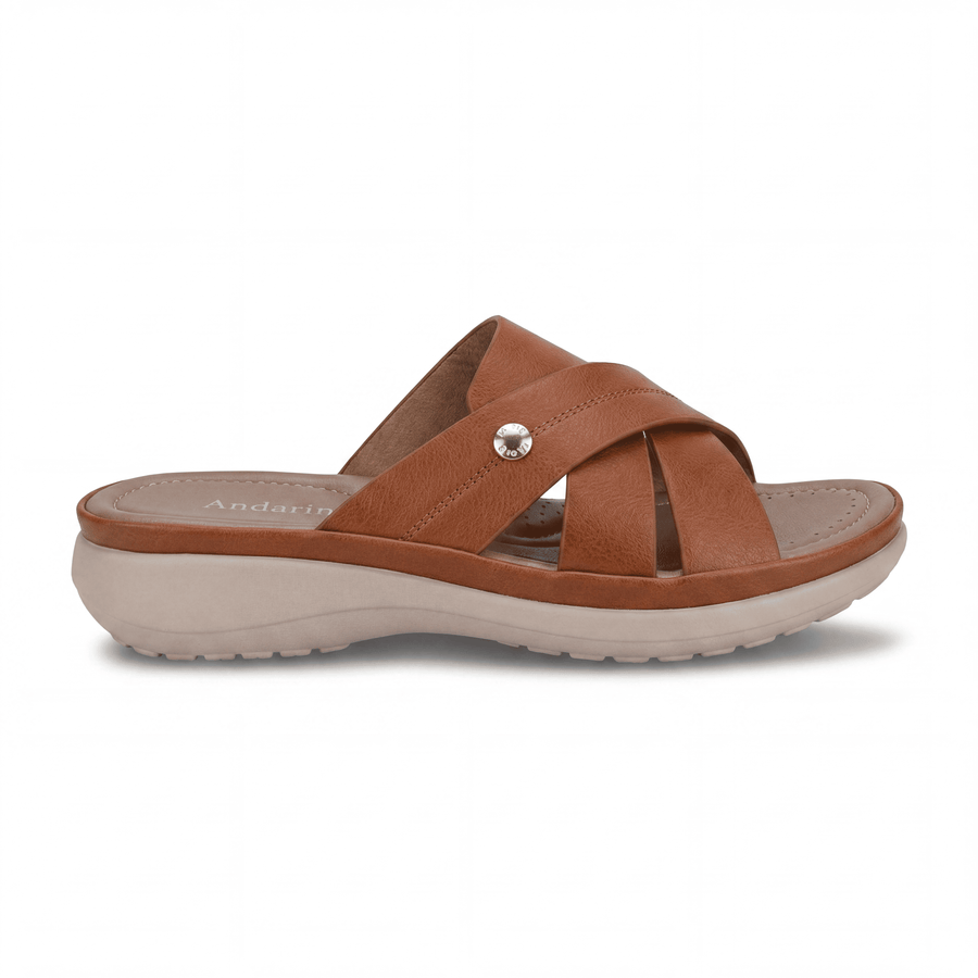 Sandales Femme Andarina – Brides Croisées – Importées d'Espagne 🇪🇸 – Camel