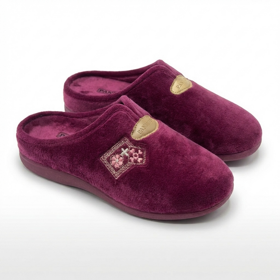 Pantoufles Femme Hiver Confort Bordeaux – Importées d’Espagne
